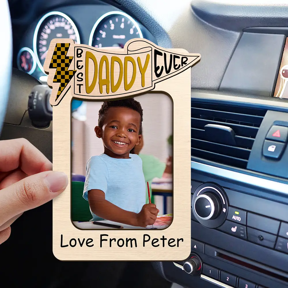 Custom Photo Best Dad Ever - Personalized Custom Shaped Car Visor Clip - Image 3