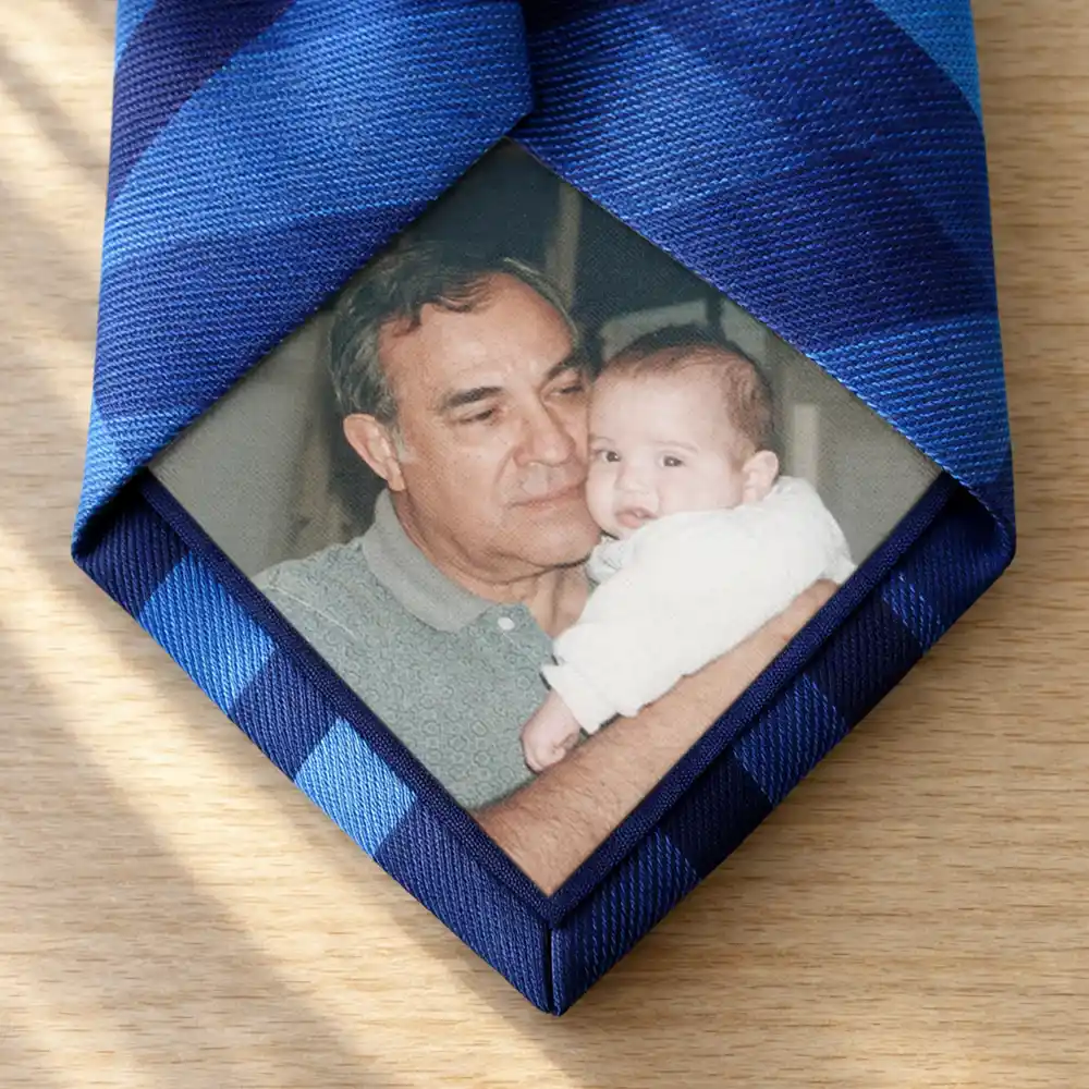 Custom Photo Best Dad Ever - Personalized Fabric Tie Patch - Image 2