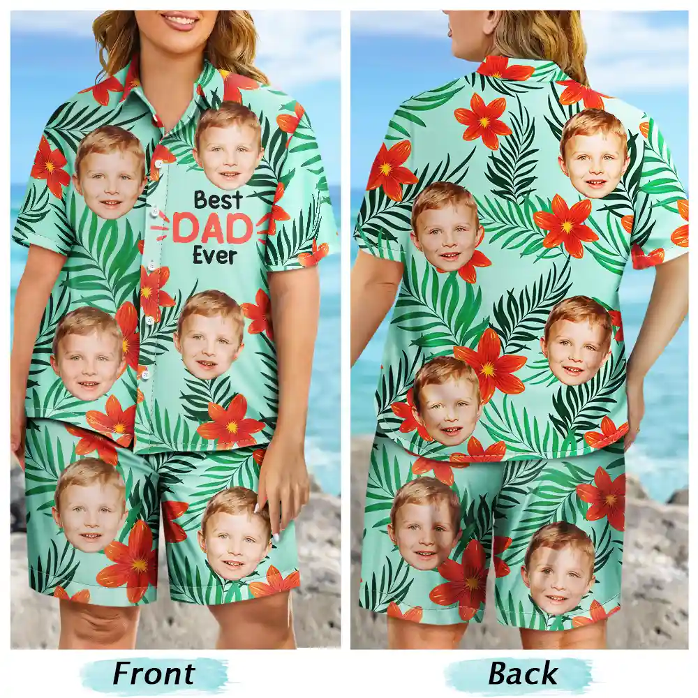 Custom Photo Best Dad Ever - Personalized Hawaii Set Shirt And Shorts - Image 6