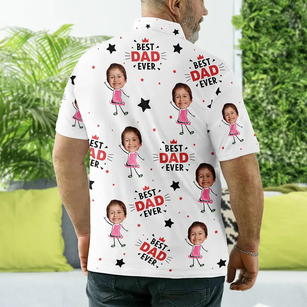 Custom Photo Best Dad Ever - Personalized Polo Shirt - Image 4