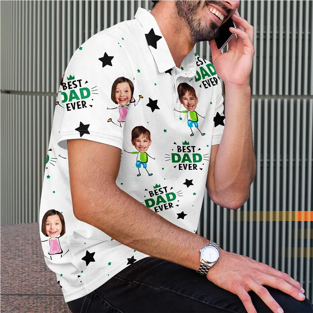 Custom Photo Best Dad Ever - Personalized Polo Shirt - Image 5