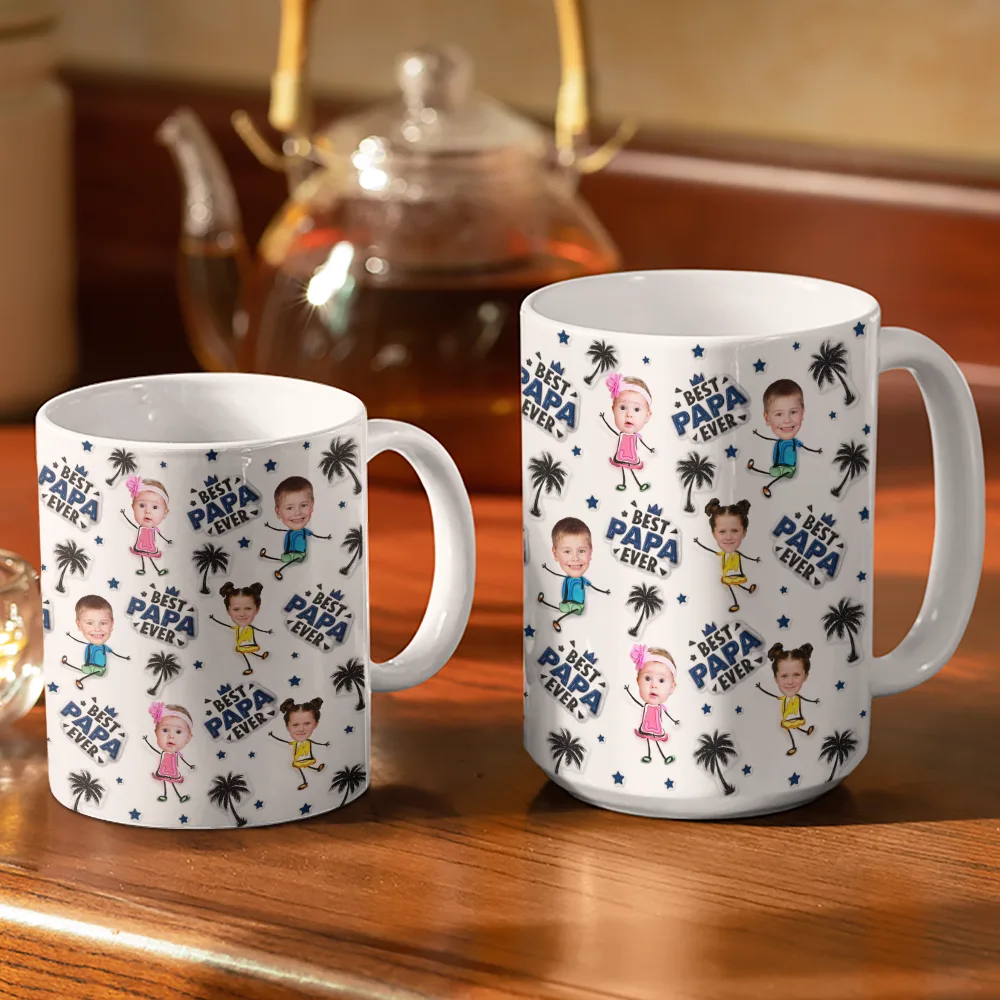 Custom Photo Best Dad Grandpa Ever - 3D Inflated Effect Printed, Personalized White Edge-to-Edge Mug - Image 4