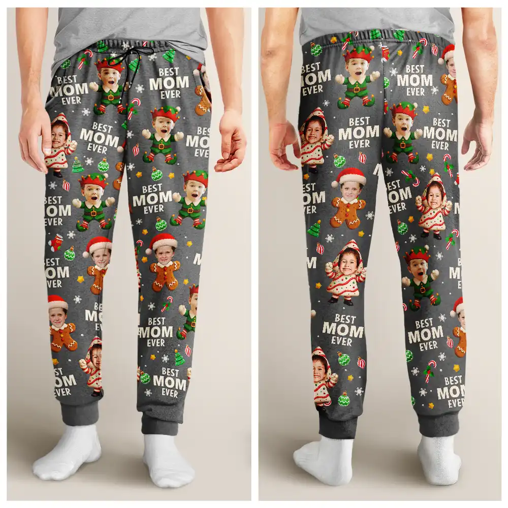 Custom Photo Best Dad Grandpa Ever Christmas Character - Personalized Pajama Pants - Image 5