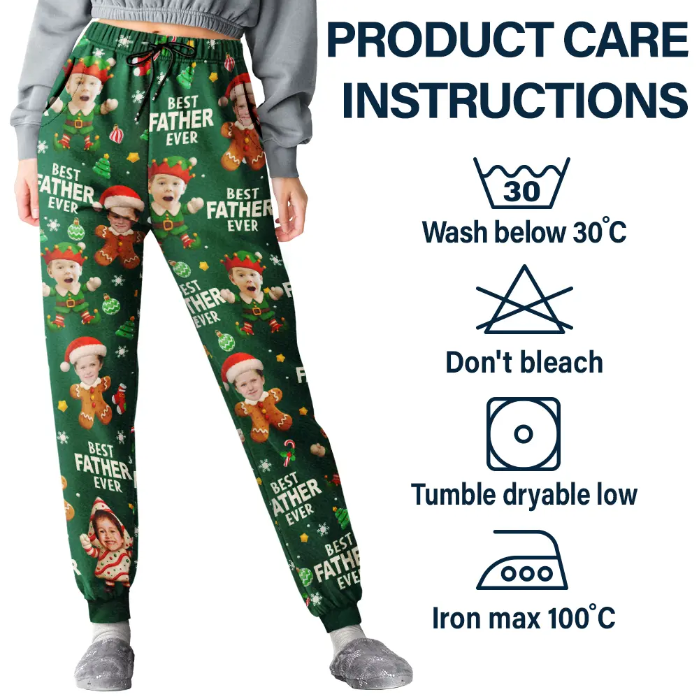 Custom Photo Best Dad Grandpa Ever Christmas Character - Personalized Pajama Pants - Image 6