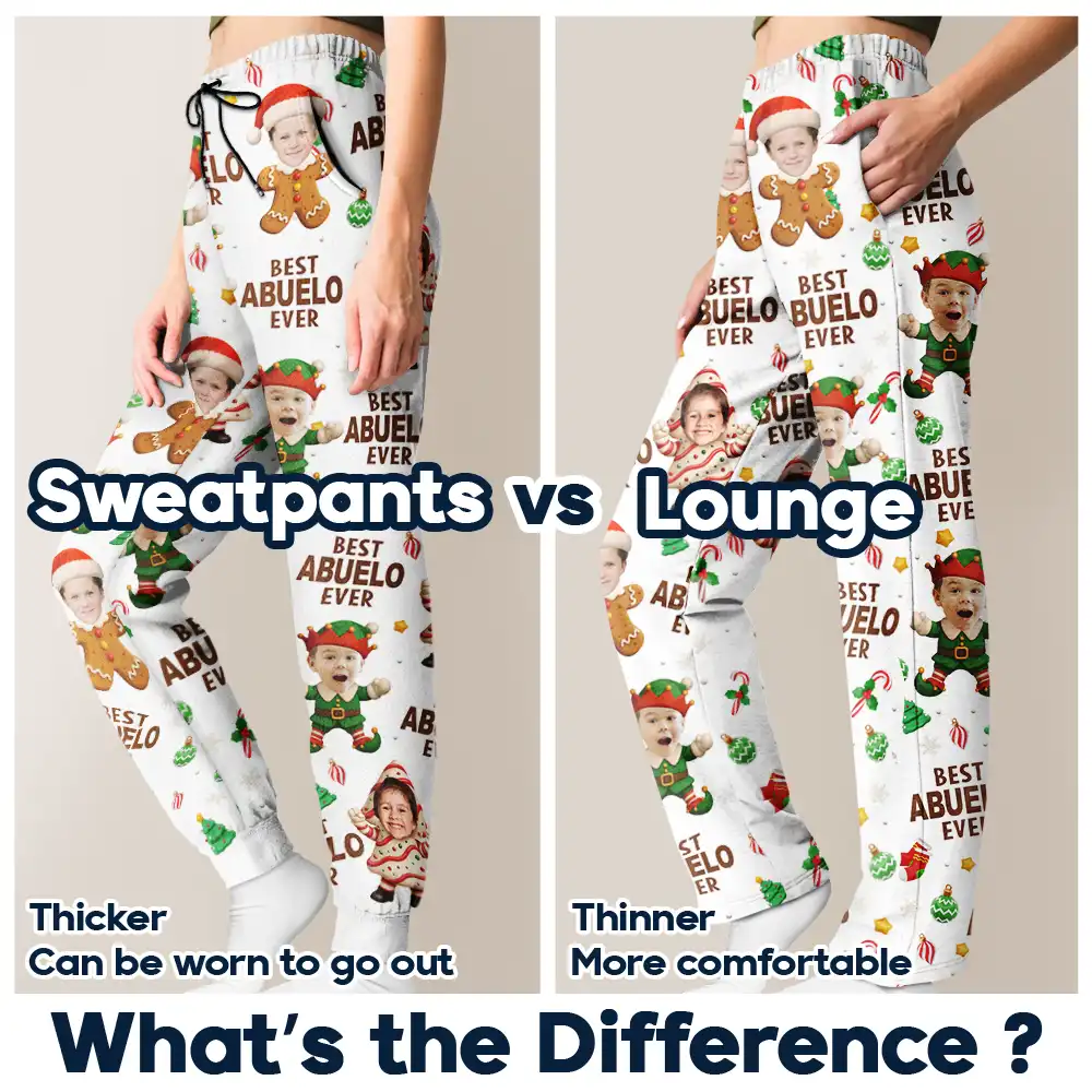 Custom Photo Best Dad Grandpa Ever Christmas Character - Personalized Pajama Pants - Image 7