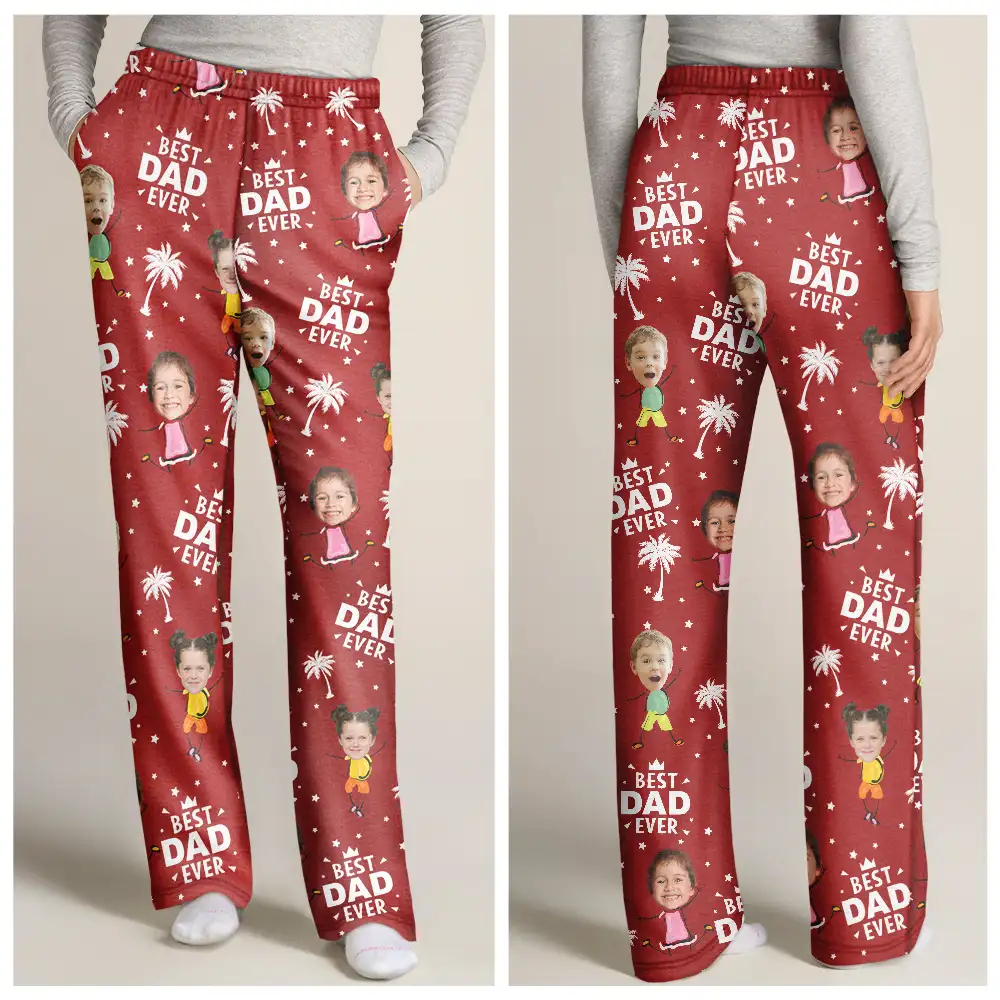 Custom Photo Best Dad Grandpa Ever - Personalized Pajama Pants - Image 4