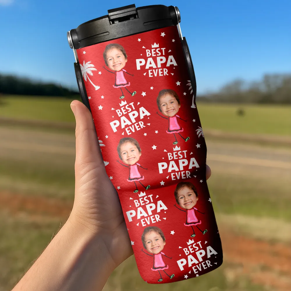 Custom Photo Best Dad Grandpa Ever - Personalized 30oz Tumbler With Handle - Image 4