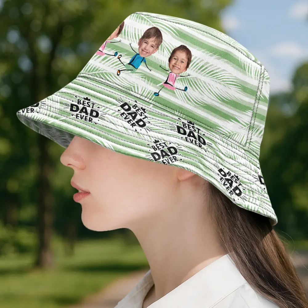 Custom Photo Best Dad Grandpa Ever - Personalized Bucket Hat - Image 4