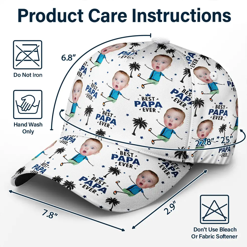 Custom Photo Best Dad Grandpa Ever - Personalized Classic Cap - Image 7