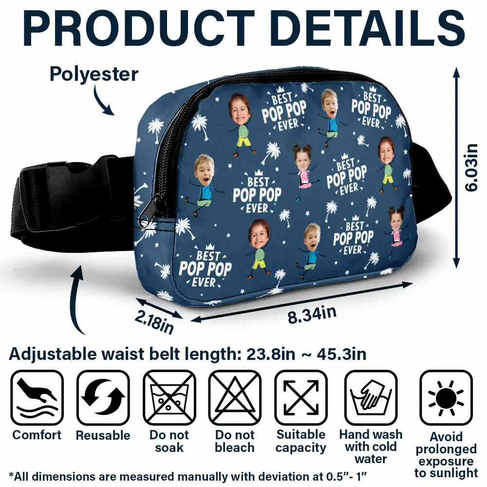 Custom Photo Best Dad Grandpa Ever - Personalized Crossbody Belt Bag - Image 6