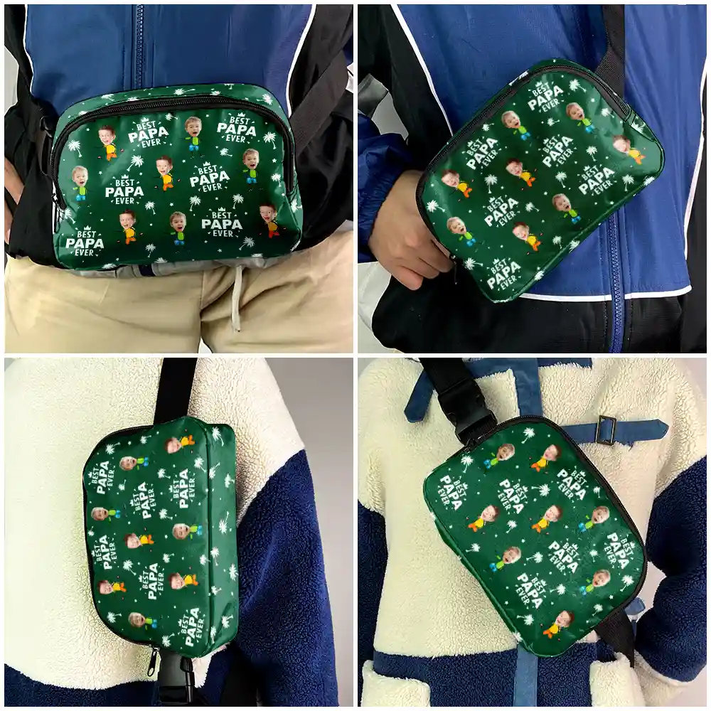Custom Photo Best Dad Grandpa Ever - Personalized Crossbody Belt Bag - Image 7