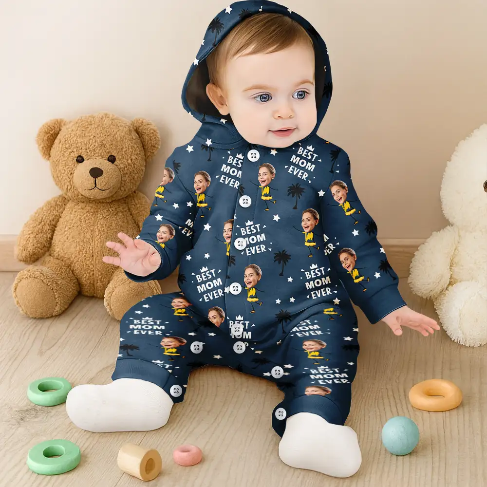 Custom Photo Best Dad Grandpa Ever - Personalized Overall Onesie Hooded Jumpsuit - Image 7