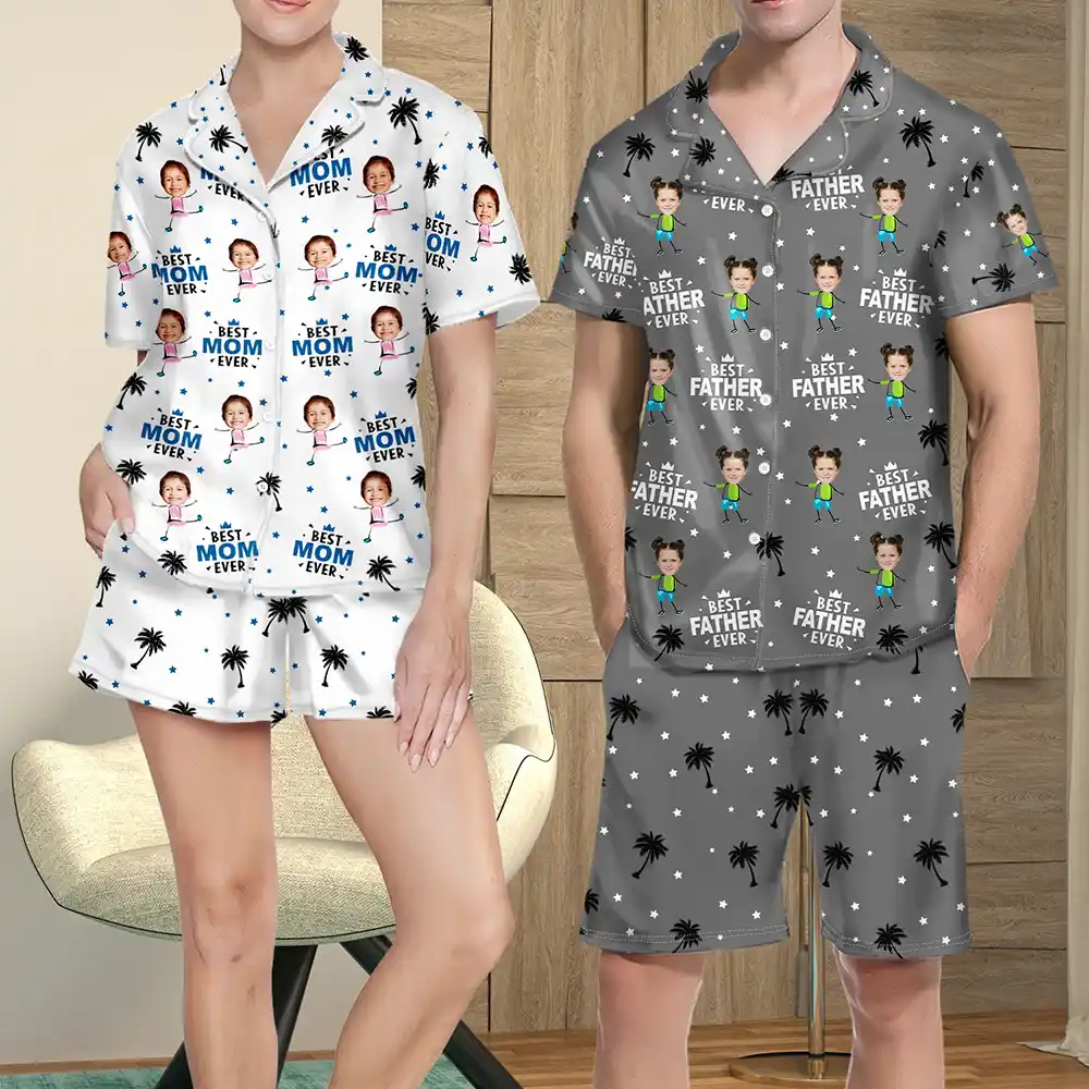 Custom Photo Best Dad Grandpa Ever - Personalized Short Pajamas Set - Image 4