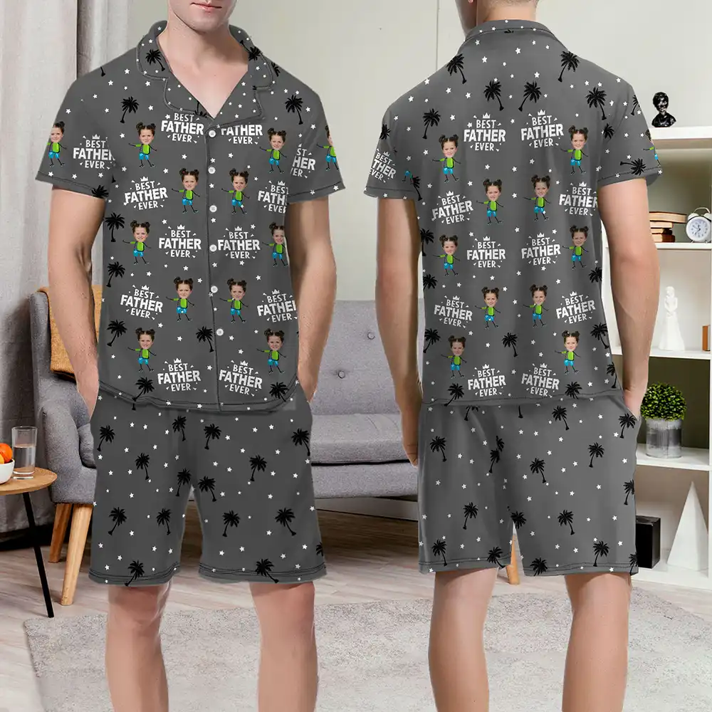 Custom Photo Best Dad Grandpa Ever - Personalized Short Pajamas Set - Image 7