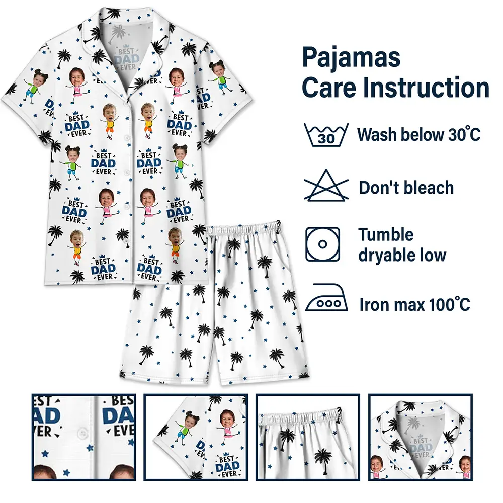 Custom Photo Best Dad Grandpa Ever - Personalized Short Pajamas Set - Image 8