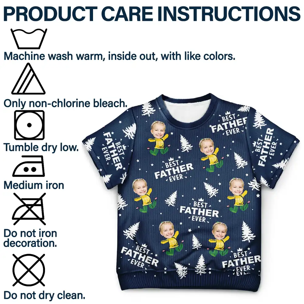 Custom Photo Best Dad Grandpa Ever - Personalized Short Sleeve Sweater - Image 8