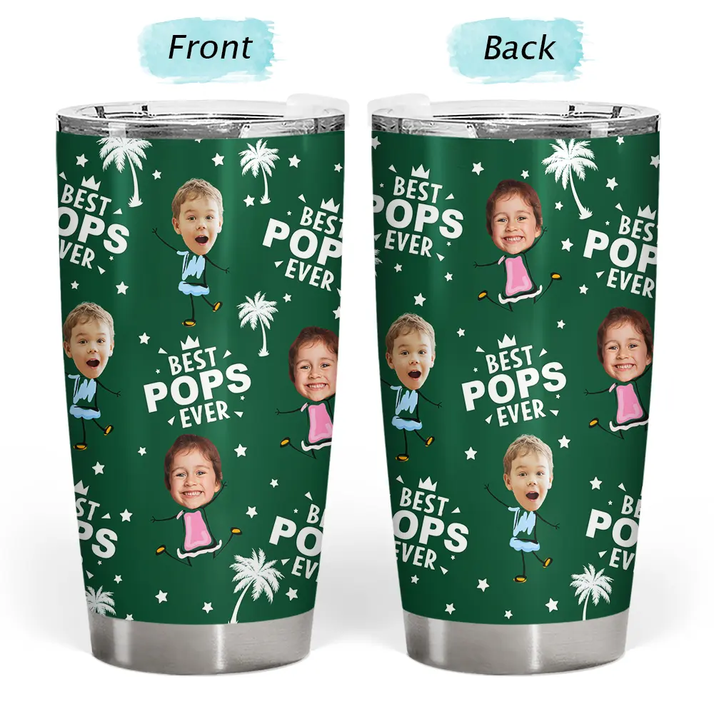 Custom Photo Best Dad Grandpa Ever - Personalized Tumbler - Image 4