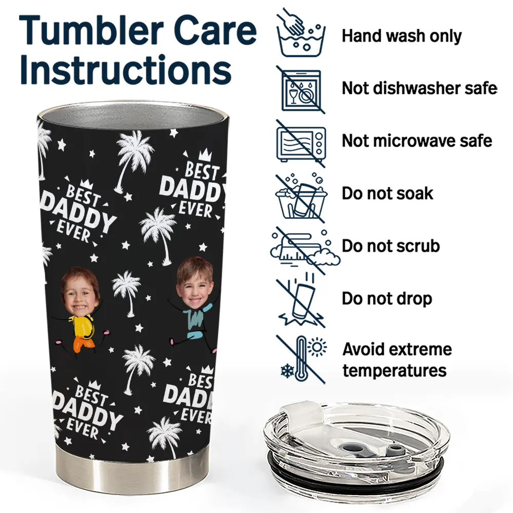 Custom Photo Best Dad Grandpa Ever - Personalized Tumbler - Image 5
