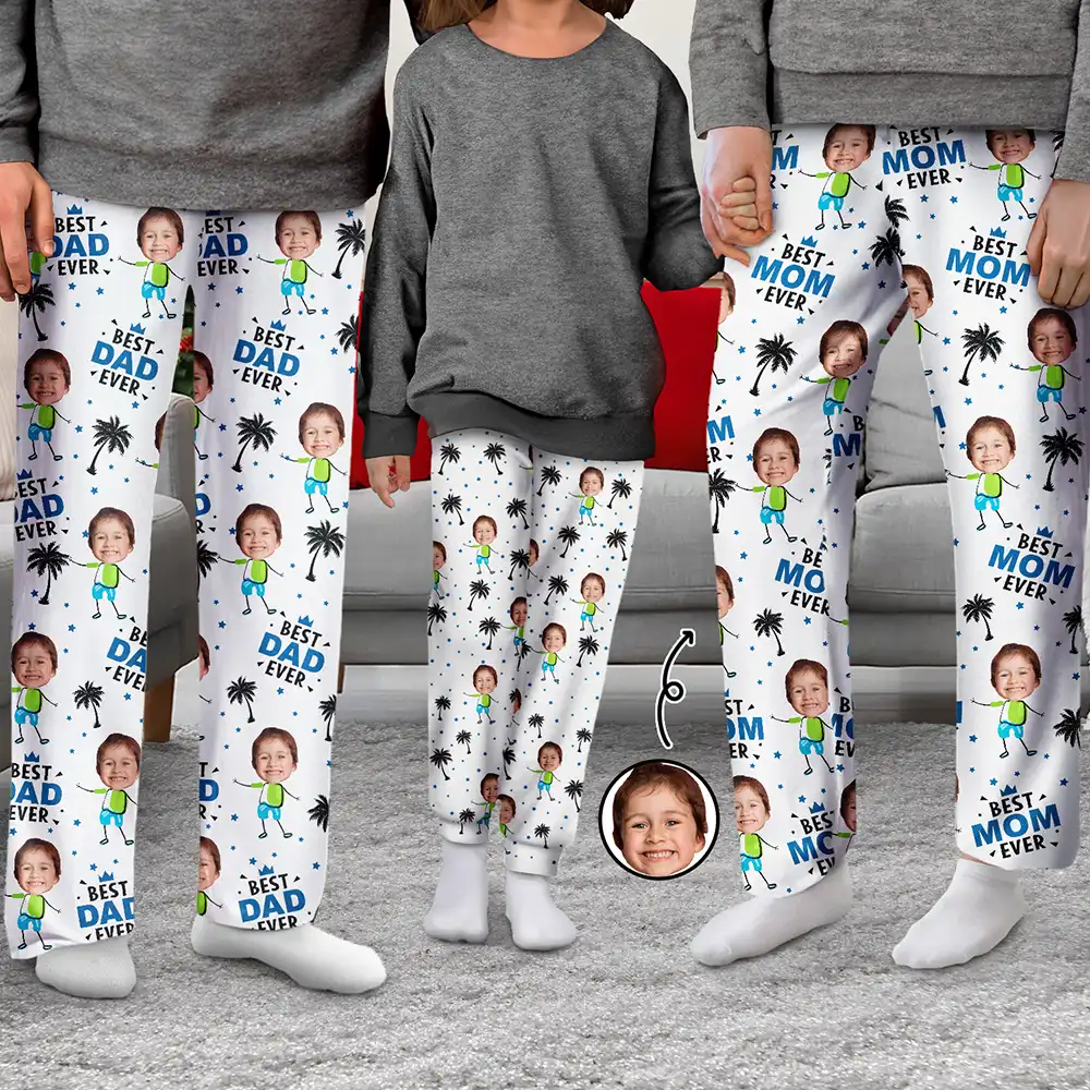 Custom Photo Best Dad Mom Ever - Personalized Pajama Pants