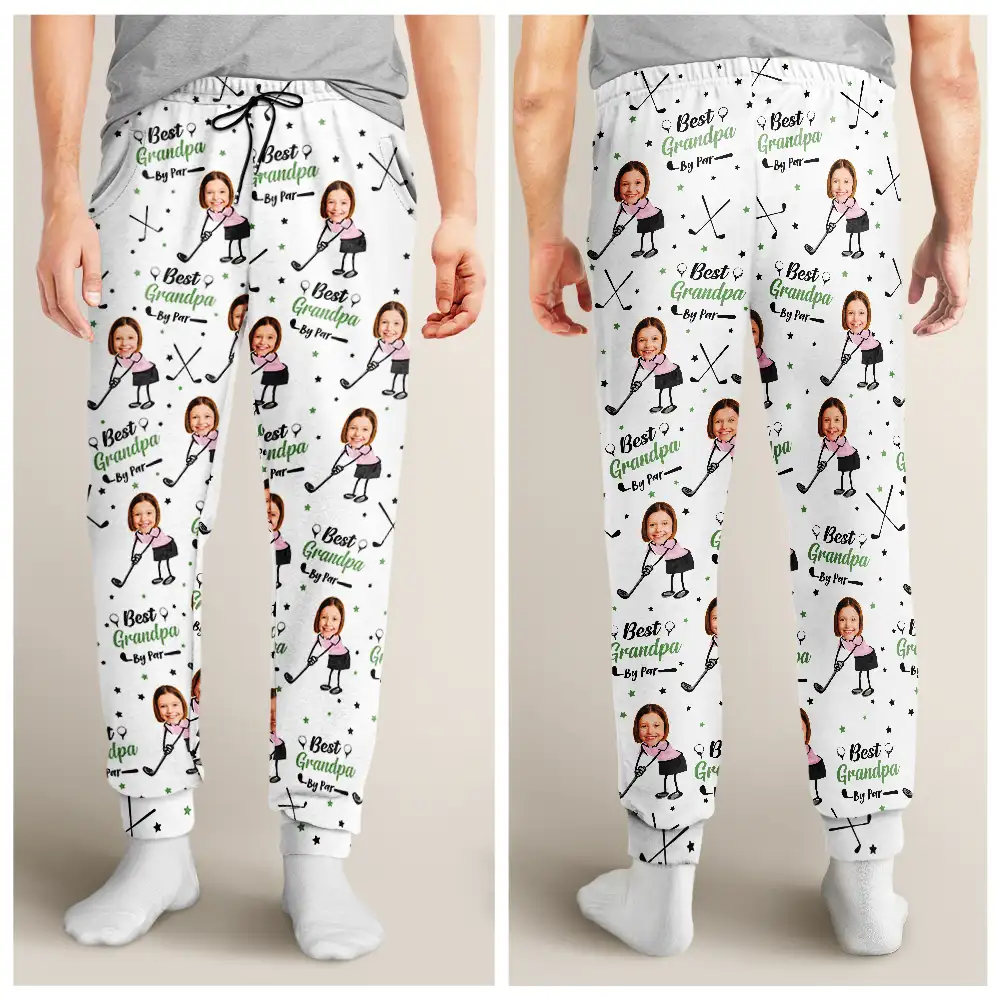 Custom Photo Best Dad Papa By Par Funny Kids - Personalized Pajama Pants - Image 5