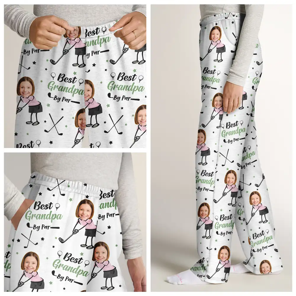 Custom Photo Best Dad Papa By Par Funny Kids - Personalized Pajama Pants - Image 8