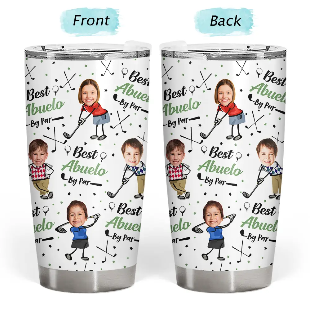 Custom Photo Best Dad Papa By Par Funny Kids - Personalized Tumbler - Image 4