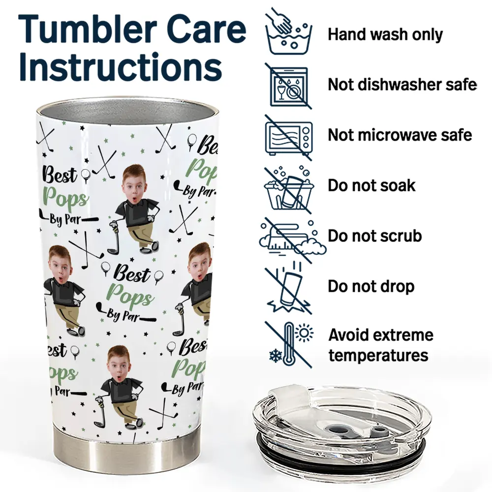 Custom Photo Best Dad Papa By Par Funny Kids - Personalized Tumbler - Image 6