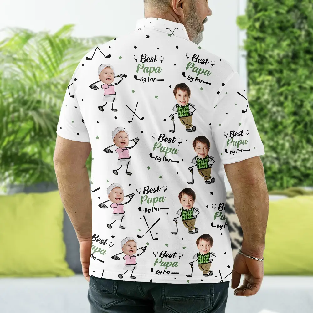 Custom Photo Best Dad Papa By Par - Personalized Polo Shirt - Image 5