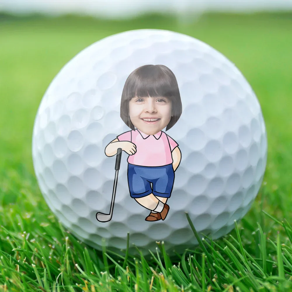 Custom Photo Best Daddy By Par Cartoon Kid - Personalized Golf Ball - Image 3