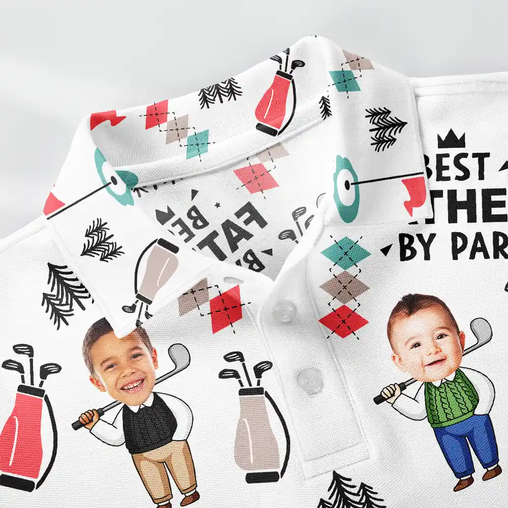 Custom Photo Best Daddy By Par Cartoon Kid - Personalized Polo Shirt - Image 6