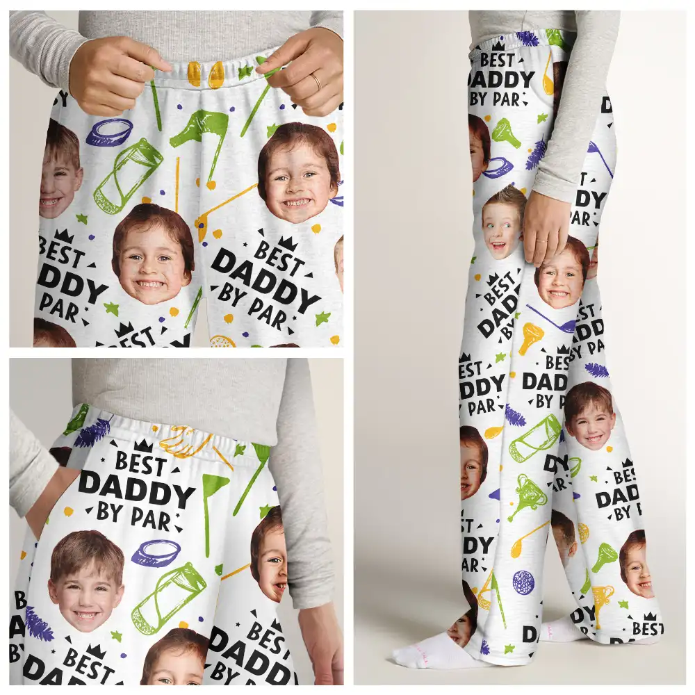 Custom Photo Best Daddy By Par Golf Lover - Personalized Pajama Pants - Image 8