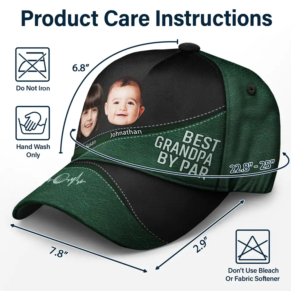 Custom Photo Best Daddy By Par - Personalized Classic Cap - Image 7