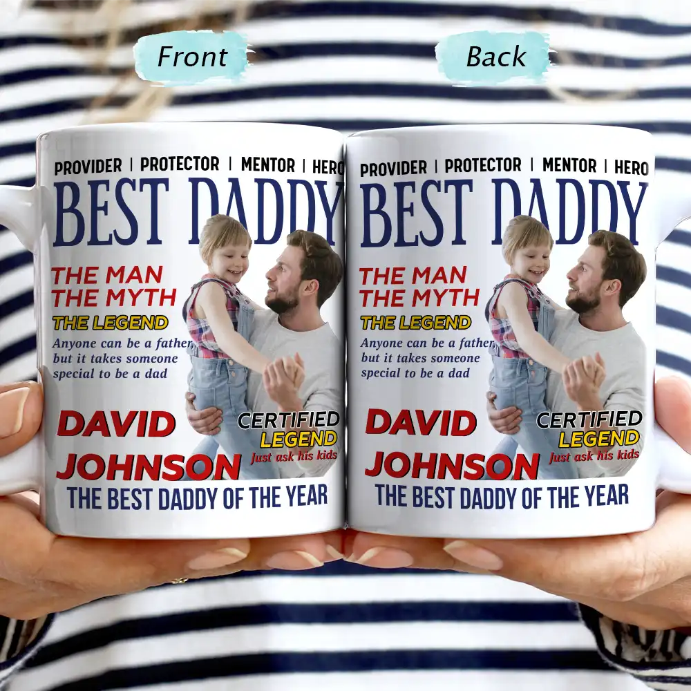 Custom Photo Best Daddy Papa Magazine - Personalized Mug - Image 3