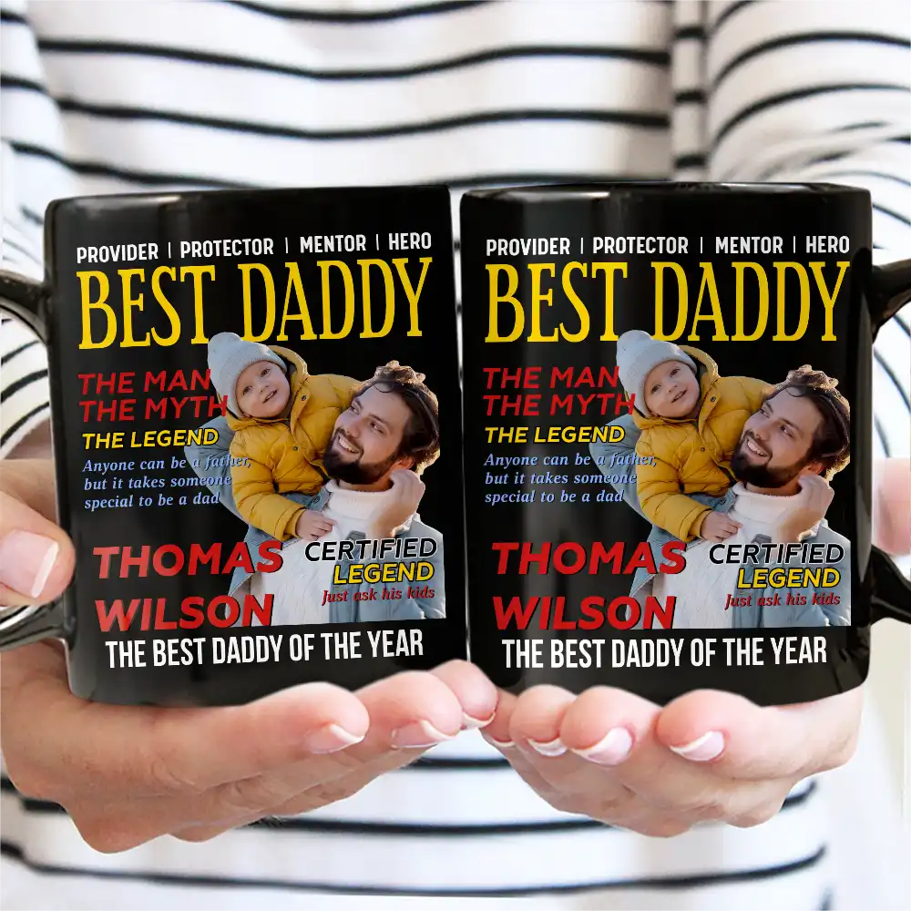 Custom Photo Best Daddy Papa Magazine - Personalized Mug - Image 4