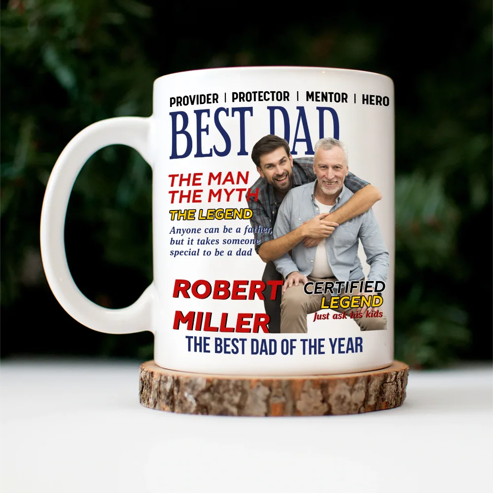 Custom Photo Best Daddy Papa Magazine - Personalized Mug - Image 5
