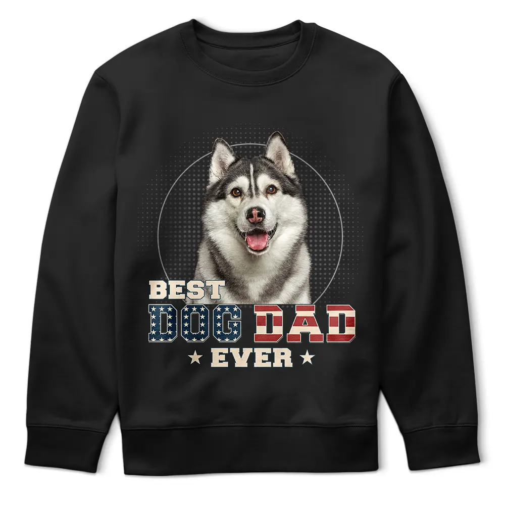 Custom Photo Best Dog Cat Dad Ever Stars And Stripes - Personalized T Shirt - Image 6