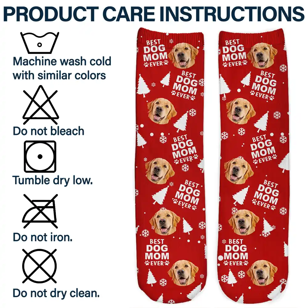 Custom Photo Best Dog Cat Dad Mom Ever Christmas - Personalized Socks - Image 7
