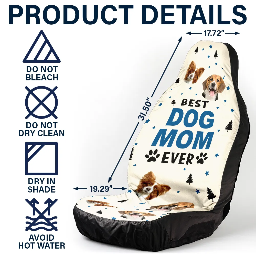 Custom Photo Best Dog Cat Dad Mom Ever - Personalized Car Seat Cover - Image 5