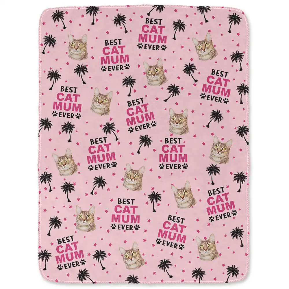 Custom Photo Best Dog Cat Dad Mom Ever - Personalized Fleece Blanket, Sherpa Blanket - Image 3