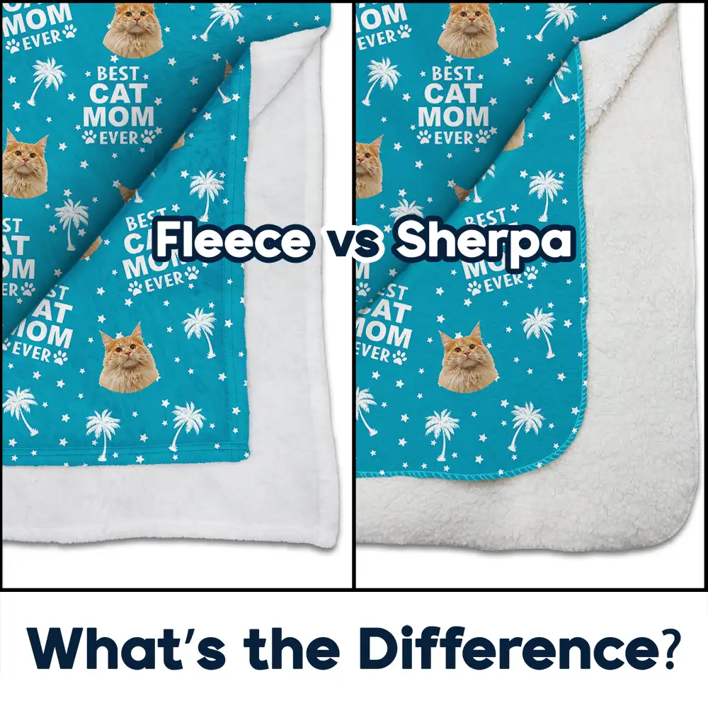 Custom Photo Best Dog Cat Dad Mom Ever - Personalized Fleece Blanket, Sherpa Blanket - Image 5