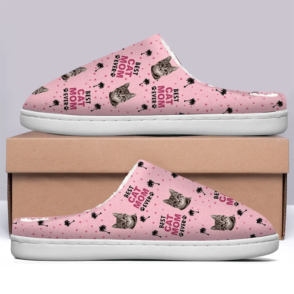 Custom Photo Best Dog Cat Dad Mom Ever - Personalized Fluffy Slippers - Image 5