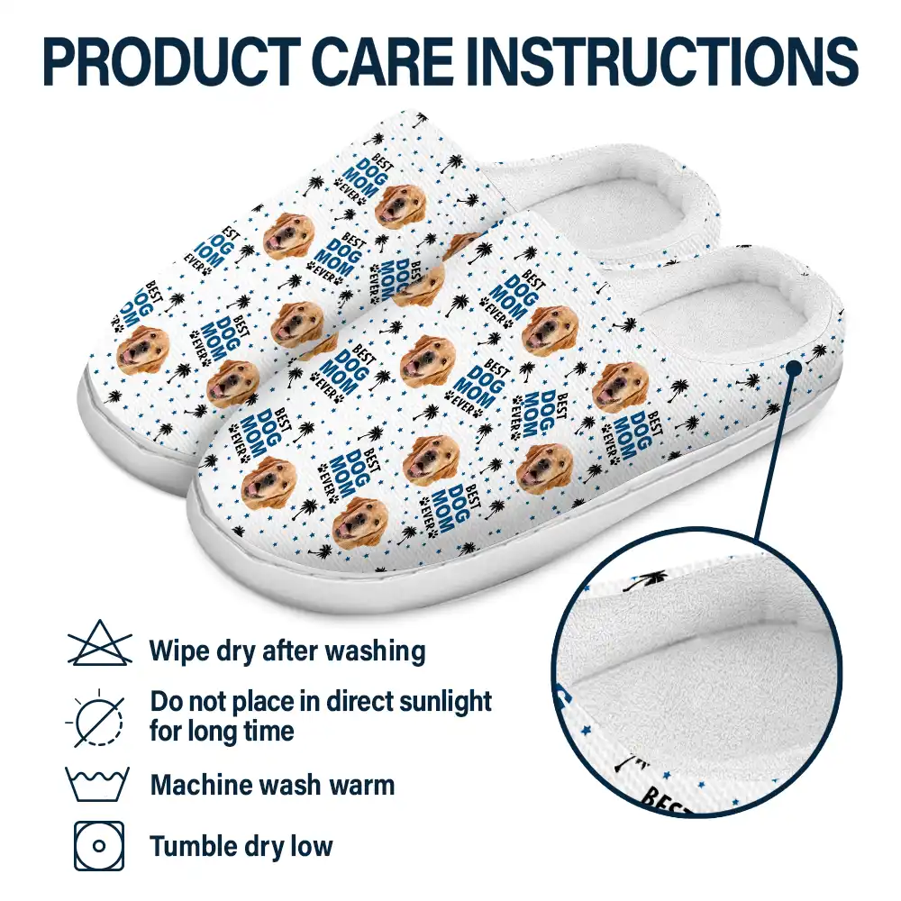 Custom Photo Best Dog Cat Dad Mom Ever - Personalized Fluffy Slippers - Image 7