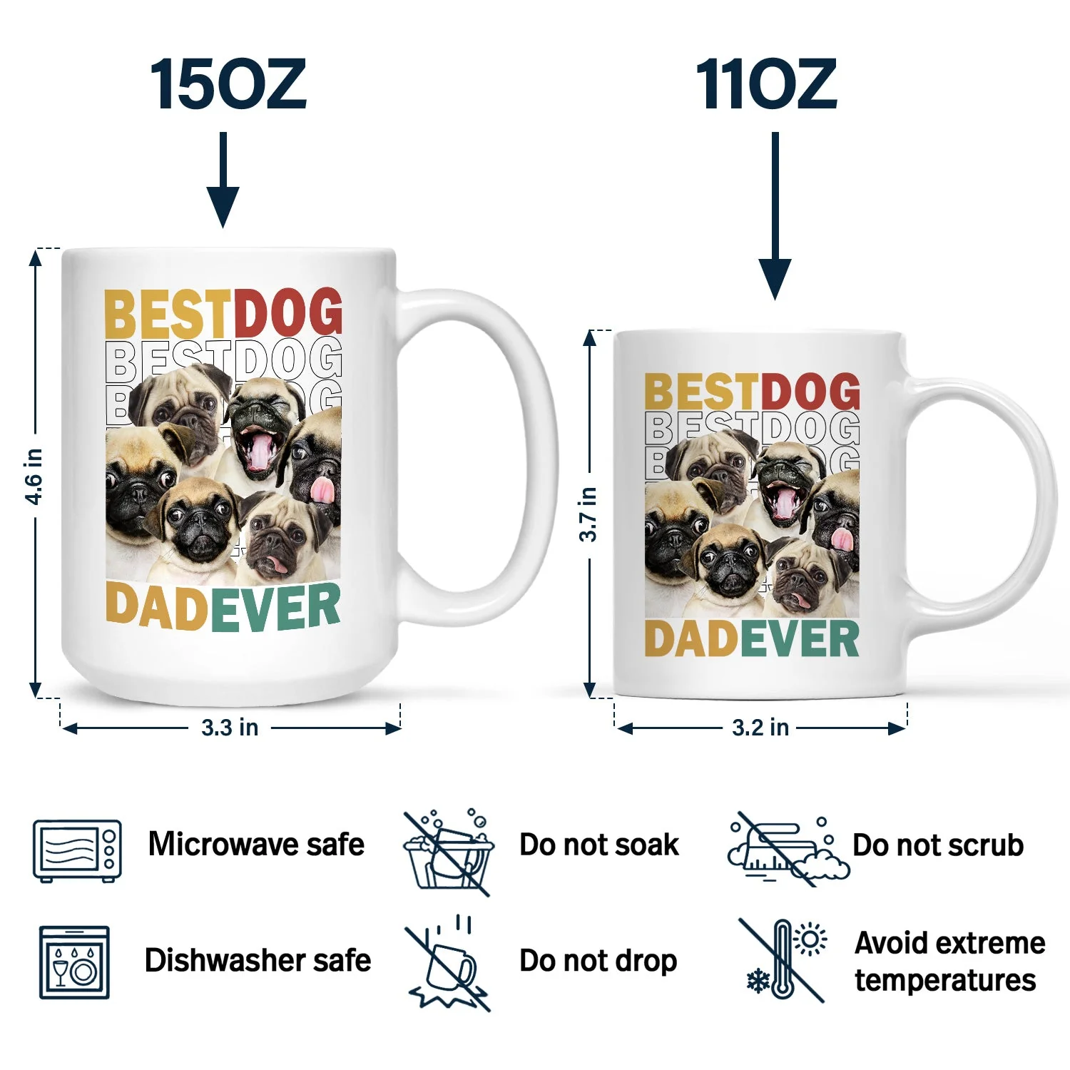 Custom Photo Best Dog Cat Dad Mom Ever - Personalized Mug - Image 5
