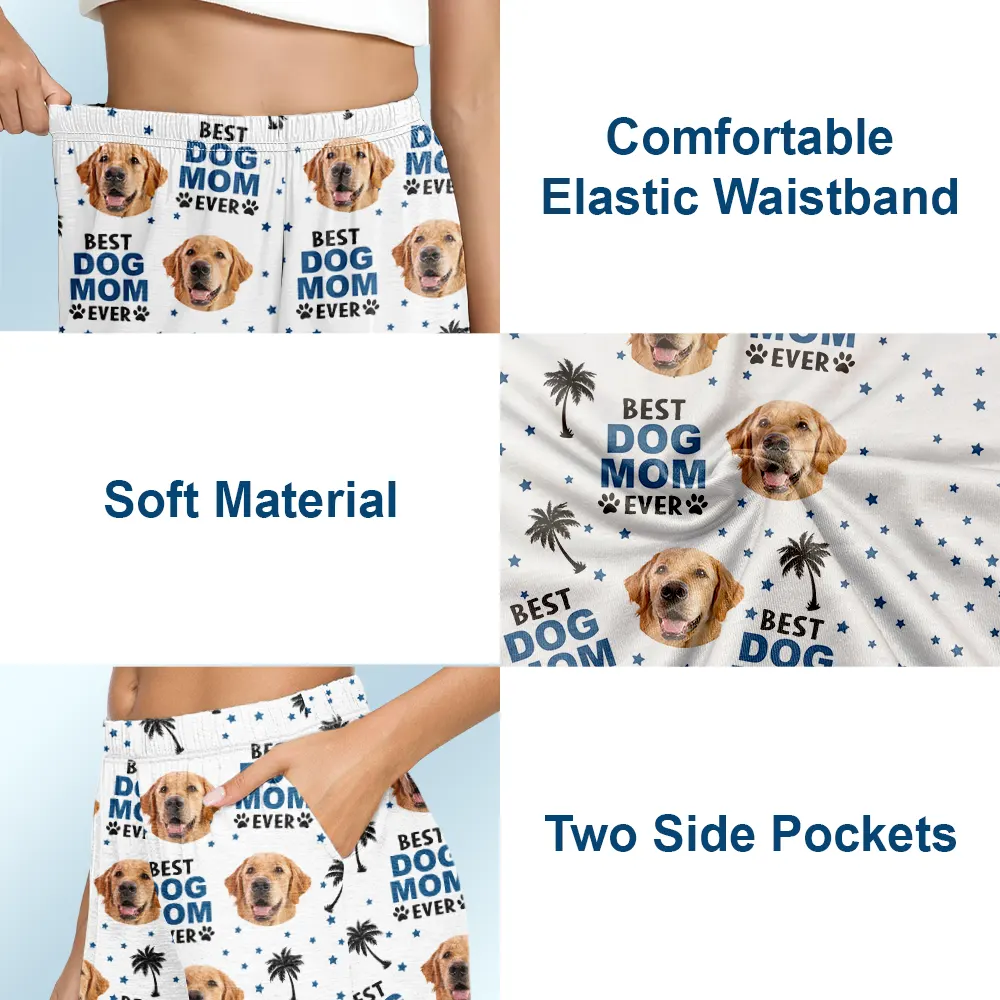 Custom Photo Best Dog Cat Dad Mom Ever - Personalized Pajama Shorts - Image 6