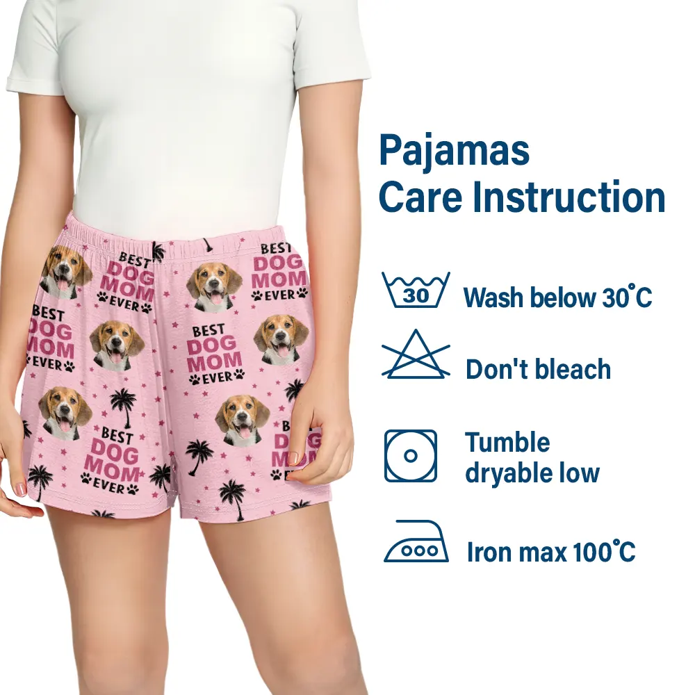 Custom Photo Best Dog Cat Dad Mom Ever - Personalized Pajama Shorts - Image 7