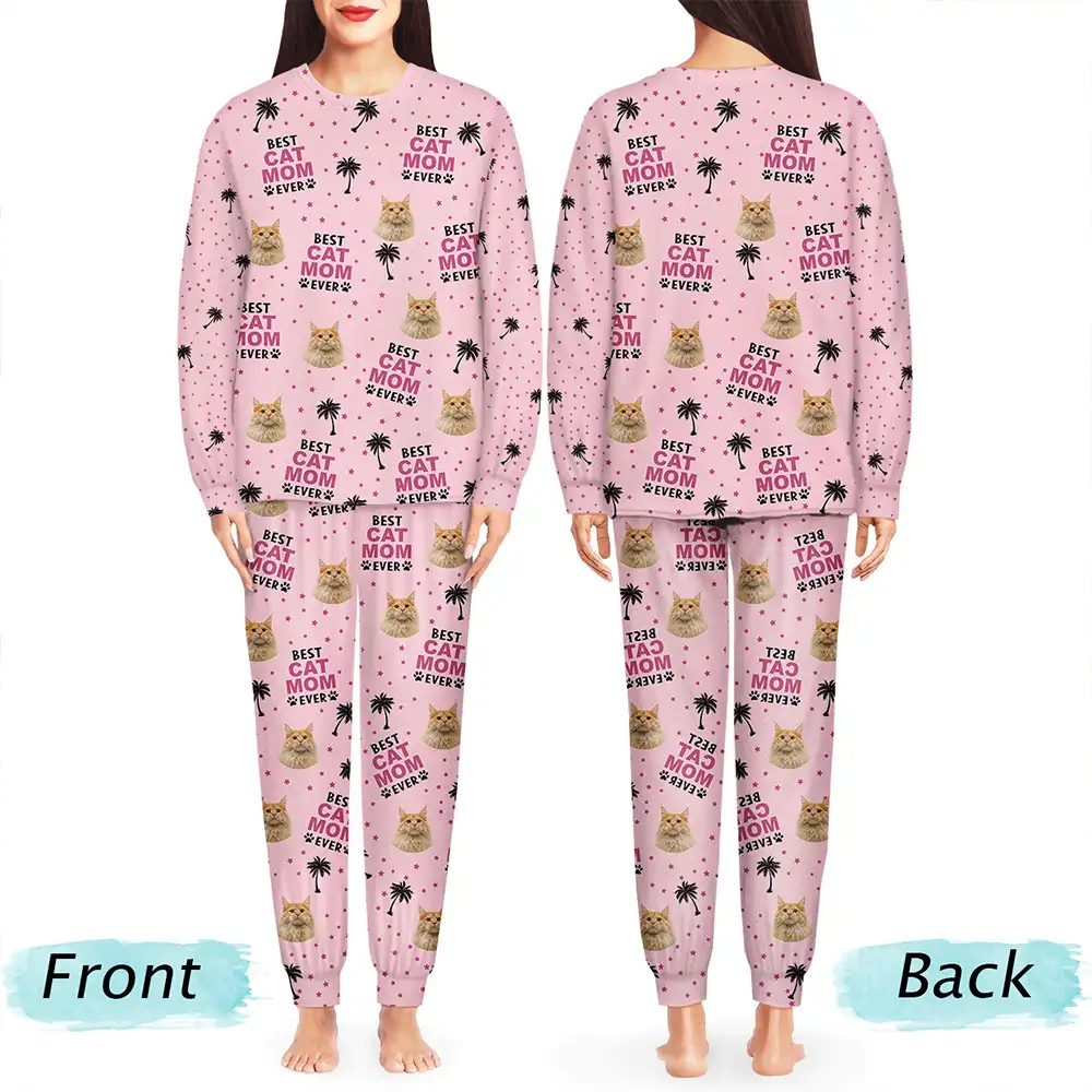 Custom Photo Best Dog Cat Dad Mom Ever - Personalized Unisex Pajamas Set - Image 5