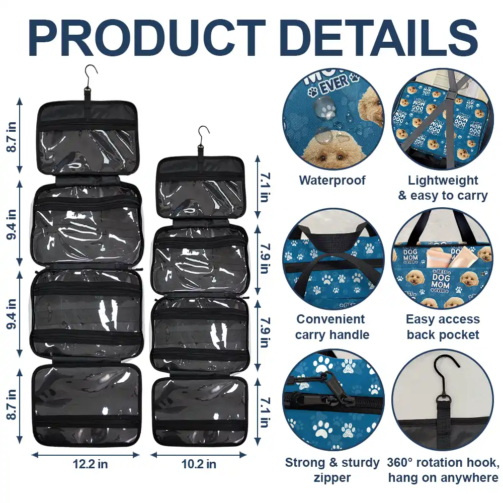 Custom Photo Best Dog Cat Fur Mom Dad Ever - Personalized Toiletry Bag - Image 6