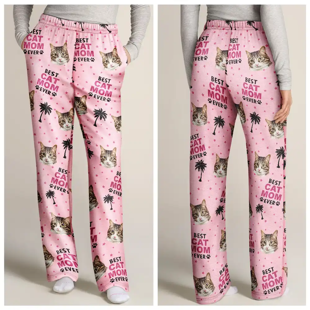 Custom Photo Best Dog Cat Pet Ever - Personalized Pajama Pants - Image 4