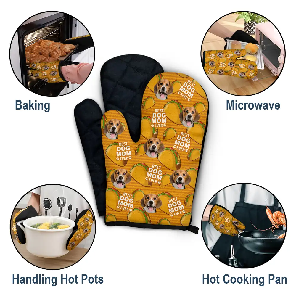 Custom Photo Best Dog Dad Dog Mom - Personalized Oven Mitts, Pot Holders - Image 6