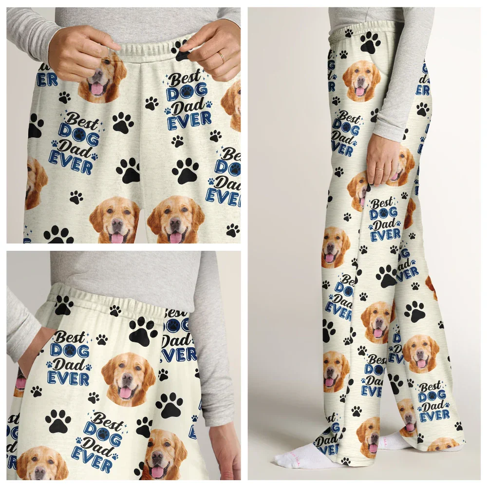 Custom Photo Best Dog Dad Dog Mom - Personalized Pajama Pants - Image 7